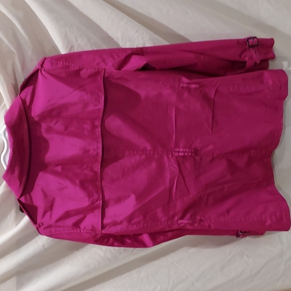 Ann Taylor Magenta Pink Raincoat Double Button Front Size Medium - Picture 5 of 10
